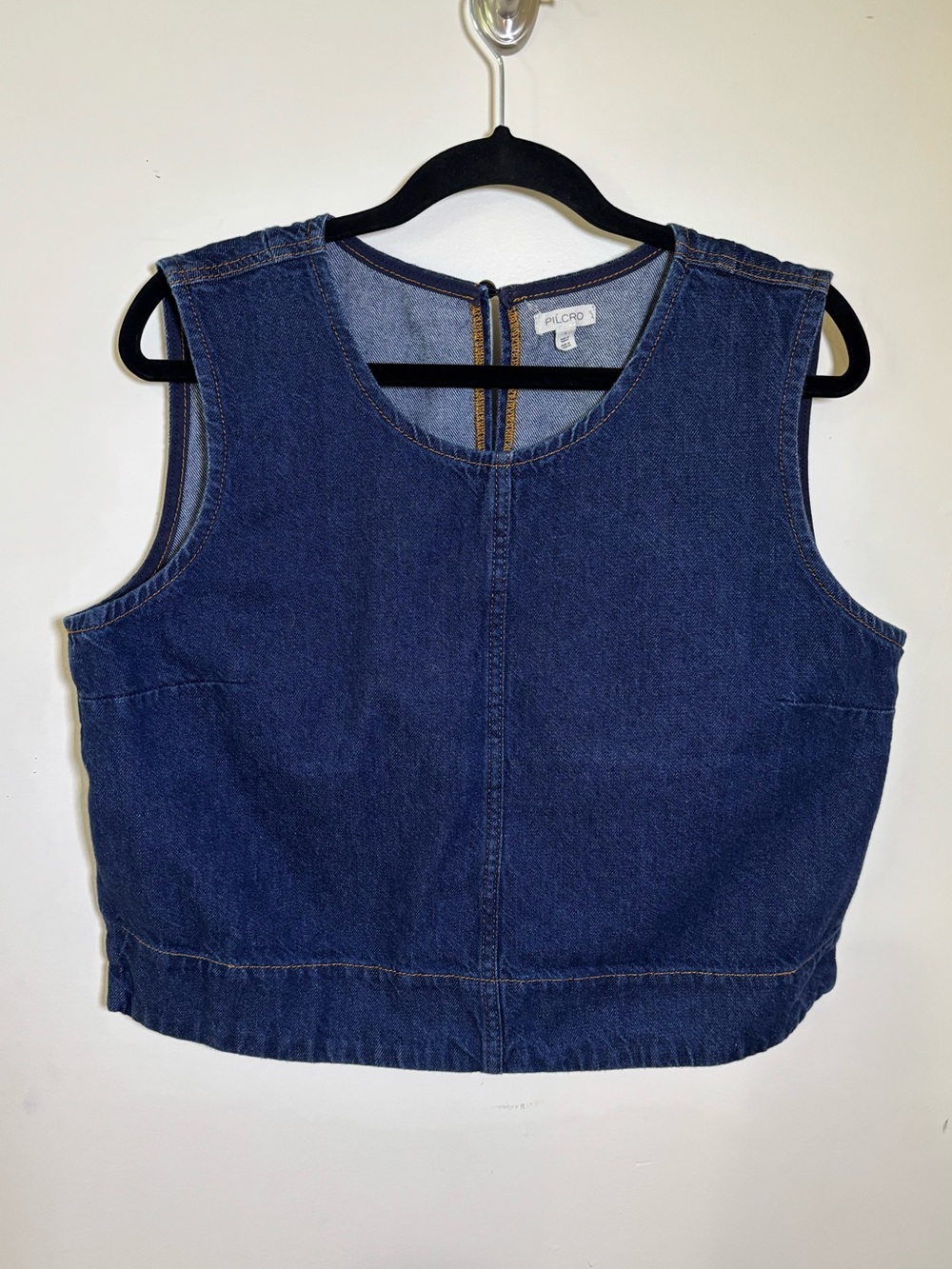 PILCRO denim shell TANK sleeveless top VEST blue ANTHROPOLOGIE large - Picture 2 of 8